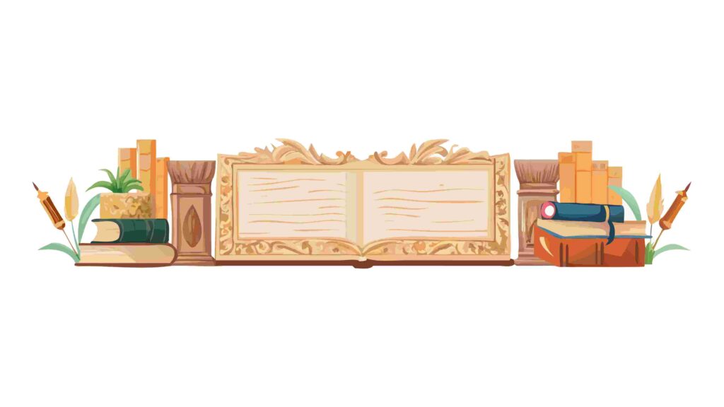 Ancient Scroll and Stacked Books Vector Illustration for History, vector design Generative AI