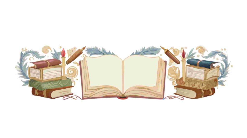 Open Book Surrounded by Greenery and Flowers Vector Art, vector design Generative AI