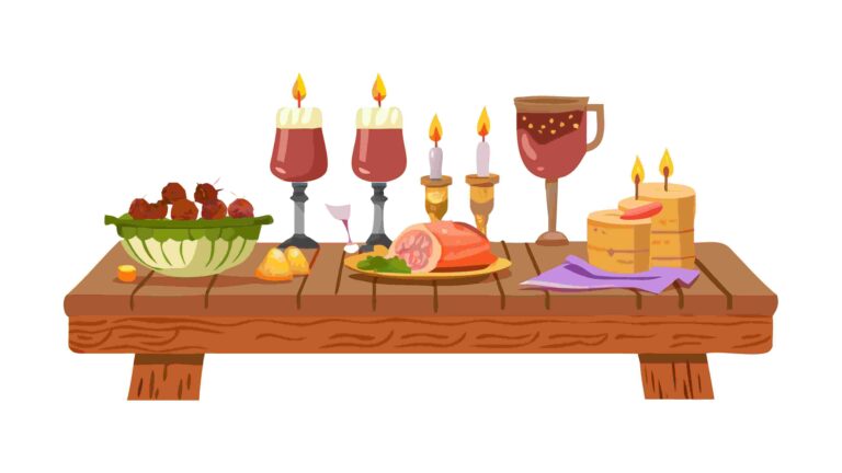 Dessert Table with Cakes and Drinks Vector Illustration, vector design Generative AI
