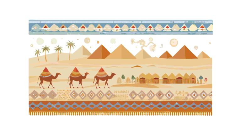Arid Desert Landscape with Camels and Dune Patterns Vector, vector design Generative AI