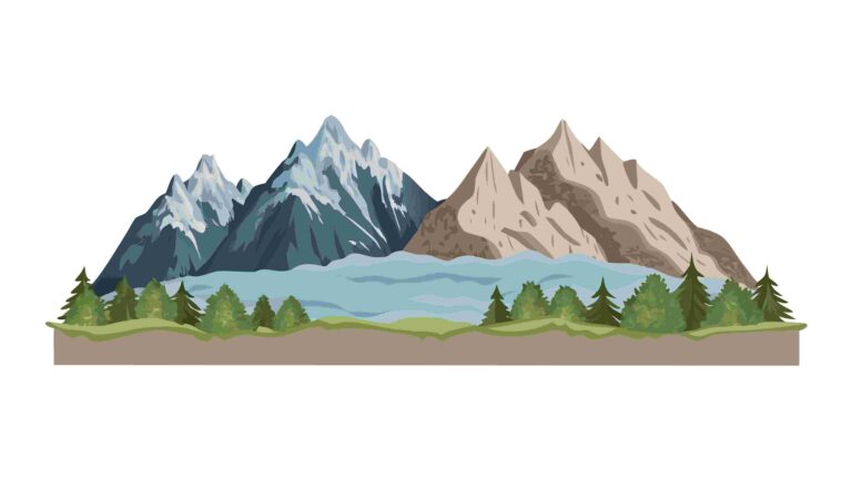 Serene Snowy Mountain Range Landscape Vector Illustration, vector design Generative AI