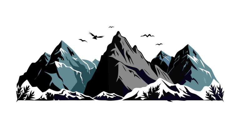 Dramatic Craggy Mountain Peaks Landscape Vector Illustration, vector design Generative AI