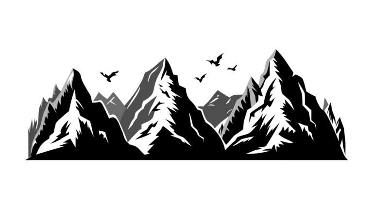 Majestic Mountain Range Silhouette Vector for Outdoor Themes, vector design Generative AI