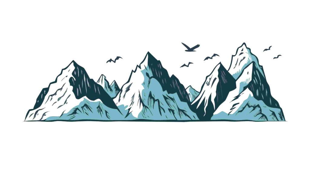 Stylized Mountain Landscape with Flying Birds Vector Scenery, vector design Generative AI
