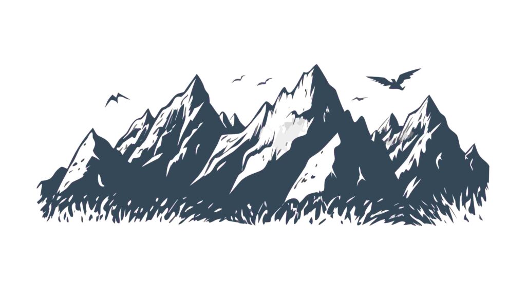 Dramatic Snowy Mountain Range with Deep Valleys Vector Landscape, vector design Generative AI