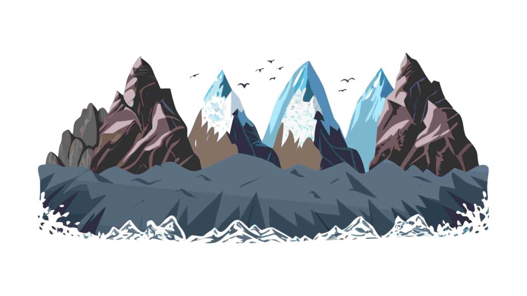Snowy Jagged Mountain Landscape with Intense Shadows Vector Art, vector design Generative AI