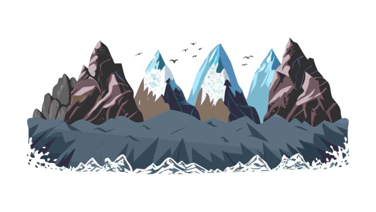 Snowy Jagged Mountain Landscape with Intense Shadows Vector Art, vector design Generative AI