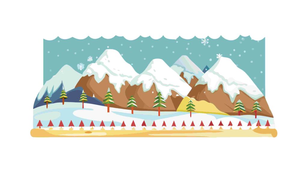 Gentle Snowy Hills with Wooden Fence Vector Winter Landscape, vector design Generative AI