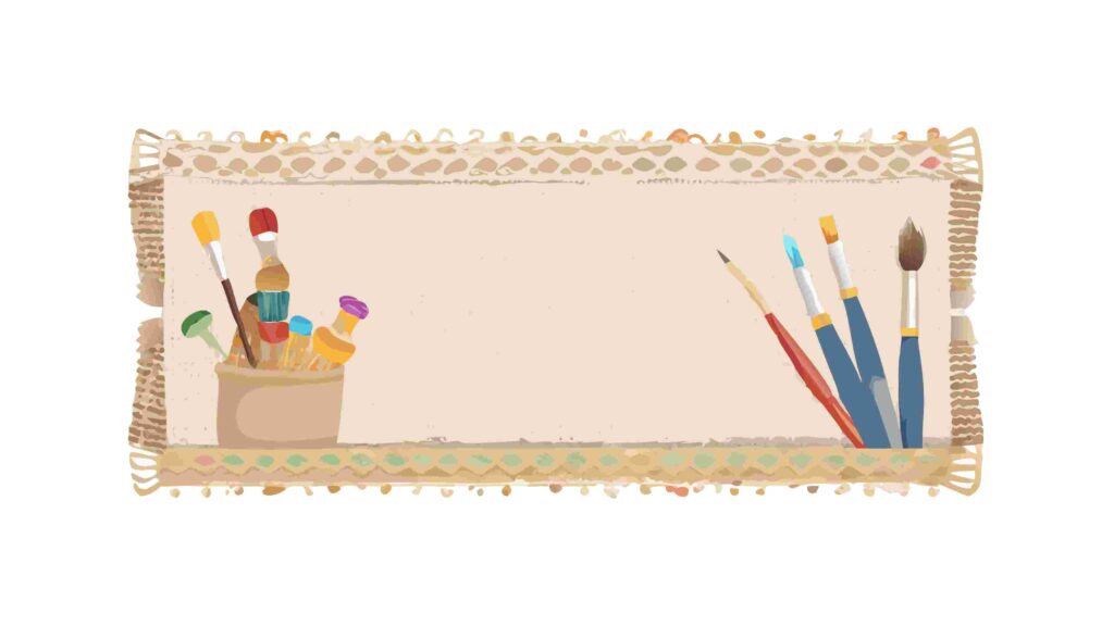 Blank Scroll with Art Supplies Vector for Creative Projects, vector design Generative AI