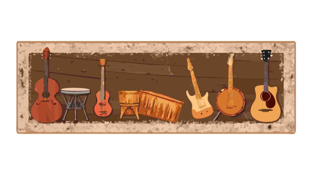Elegant Display of Classical Musical Instruments Vector, vector design Generative AI