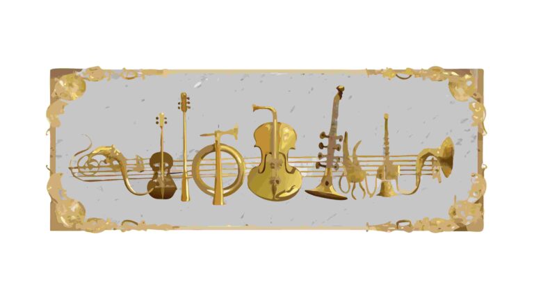 Ornate Golden Musical Instruments Border Vector Design, vector design Generative AI