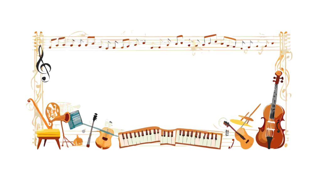 Musical Score and Instruments Background Vector Illustration, vector design Generative AI