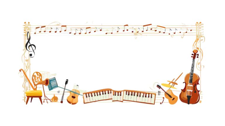 Musical Score and Instruments Background Vector Illustration, vector design Generative AI