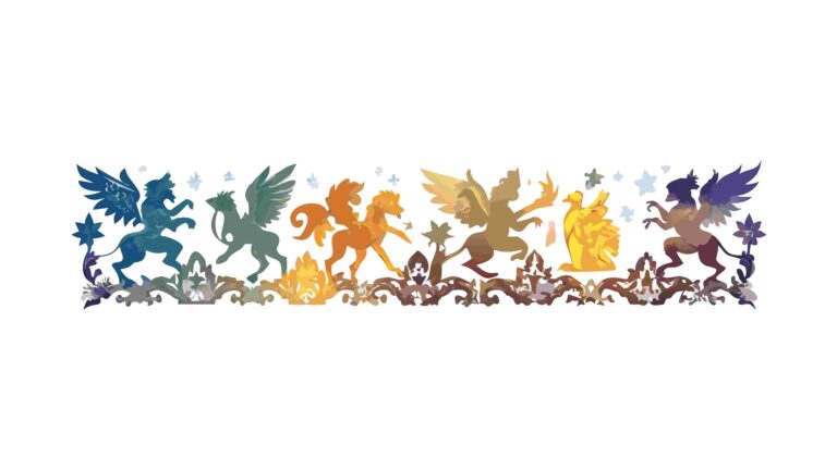 Ornate Border with Mythical Creatures and Decorative Elements, vector design Generative AI