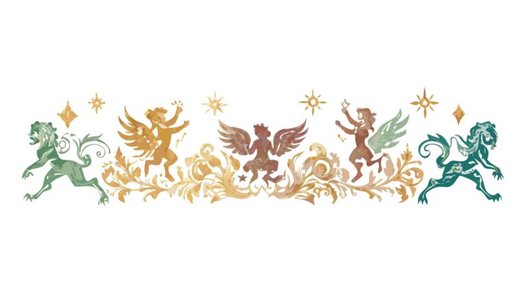 Dynamic Mythical Creatures Border with Winged Figures Vector, vector design Generative AI