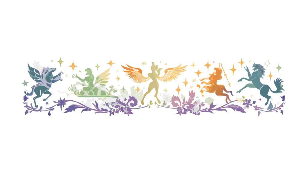 Elegant Mythical Creatures Border with Intricate Swirls Vector, vector design Generative AI