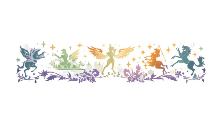 Elegant Mythical Creatures Border with Intricate Swirls Vector, vector design Generative AI