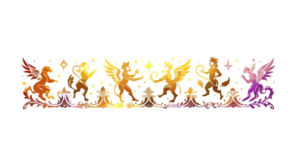 Regal Mythical Creatures Border with Golden Accents Vector, vector design Generative AI