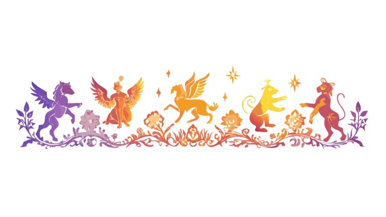 Dynamic Mythical Creatures Border with Vibrant Colors Vector Art, vector design Generative AI
