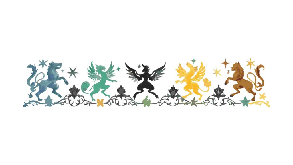 Striking Mythical Creatures Border with Bold Silhouettes Vector, vector design Generative AI