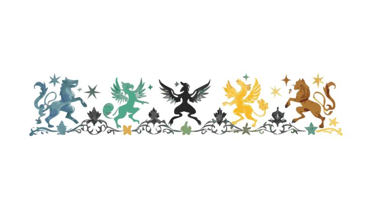Striking Mythical Creatures Border with Bold Silhouettes Vector, vector design Generative AI