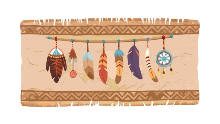 Stylized Dream Catcher Border with Colorful Feathers Vector, vector design Generative AI