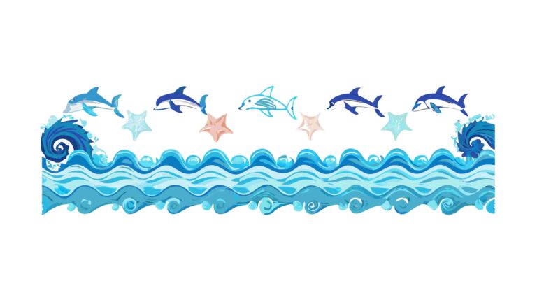 Wavy Ocean Border with Playful Sea Creatures Vector Design, vector design Generative AI