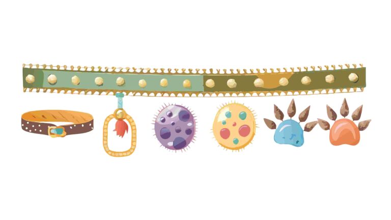 Colorful Pet Collar with Decorative Tags Vector Illustration, vector design Generative AI