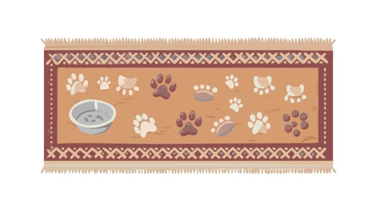 Seamless Pet Carpet Pattern with Paw Prints and Bones Vector, vector design Generative AI