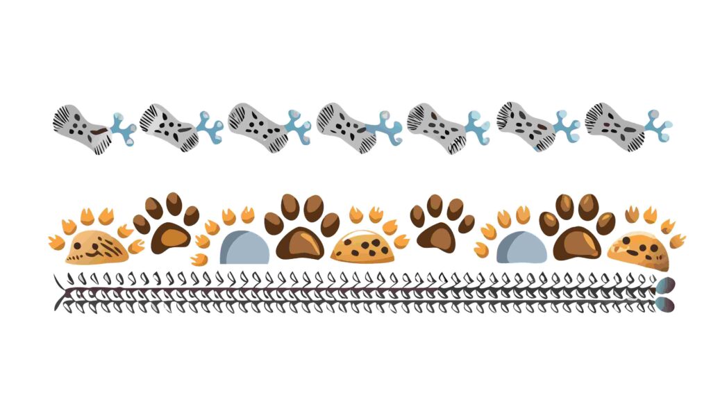 Decorative Paw Print and Fish Bone Pattern Border Vector, vector design Generative AI