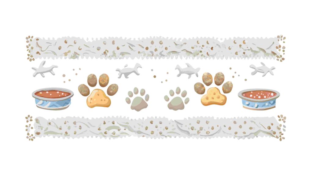 Simple Pet Food Bowl and Paw Print Border Vector Design, vector design Generative AI