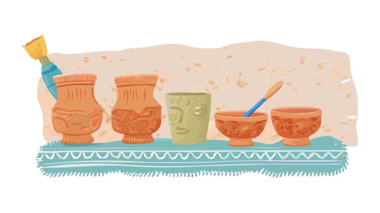 Traditional Pottery Clay Workstation with Tools Vector Art, vector design Generative AI