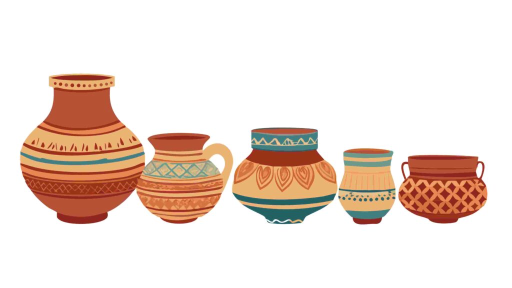 Colorful Hand-Painted Pottery Collection Vector Illustration, vector design Generative AI