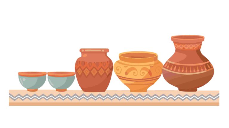 Traditional Pottery Set with Distinctive Blue Bowl Vector Art, vector design Generative AI