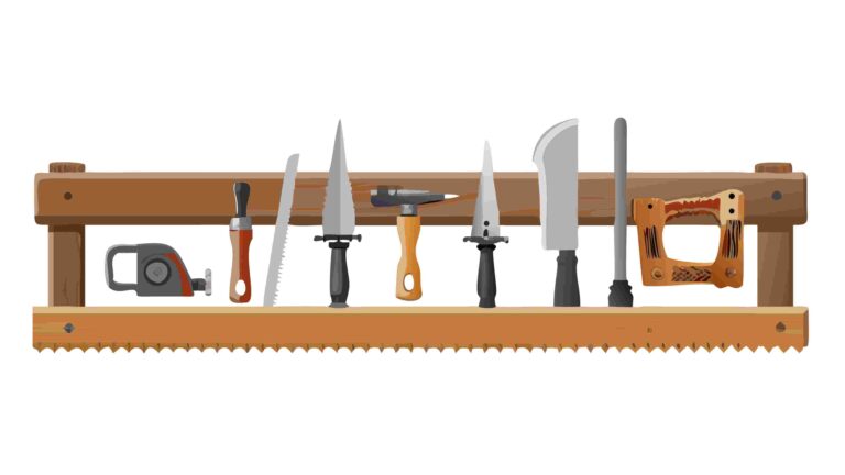 Professional Kitchen Knife Set on Wooden Rack Vector Art, vector design Generative AI