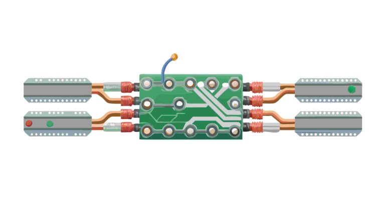 Advanced Circuit Board Design with Connected Wires Illustration, vector design Generative AI