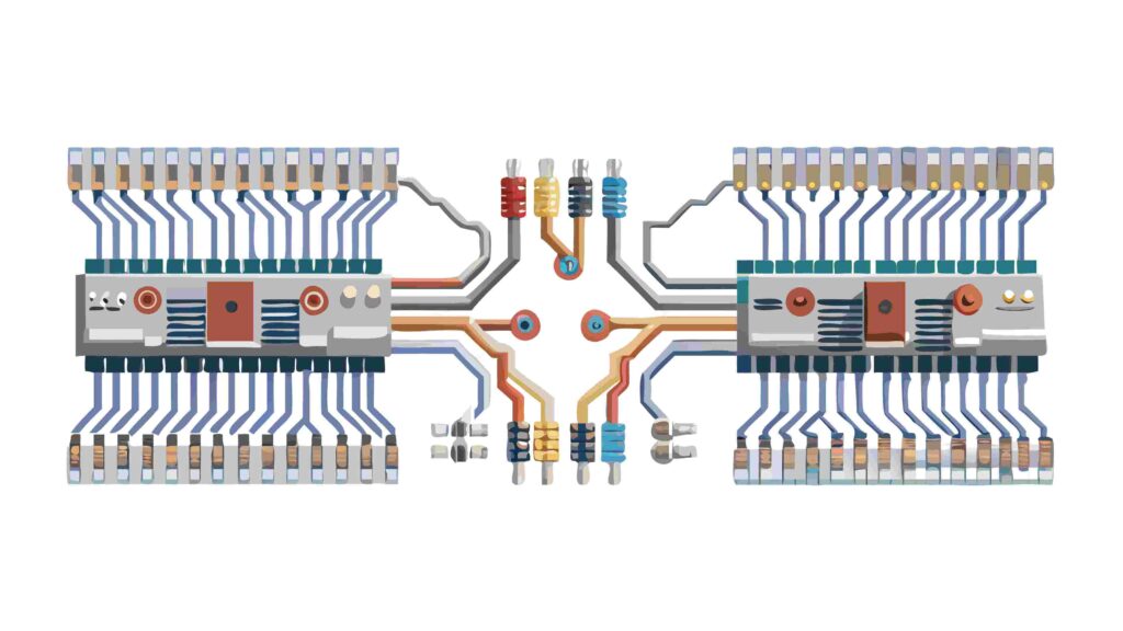 Complex Electronic Board with Colorful Wires & Connections, vector design Generative AI