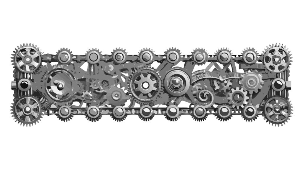 Intricate Steampunk Gears & Cogs Mechanical Border, vector design Generative AI