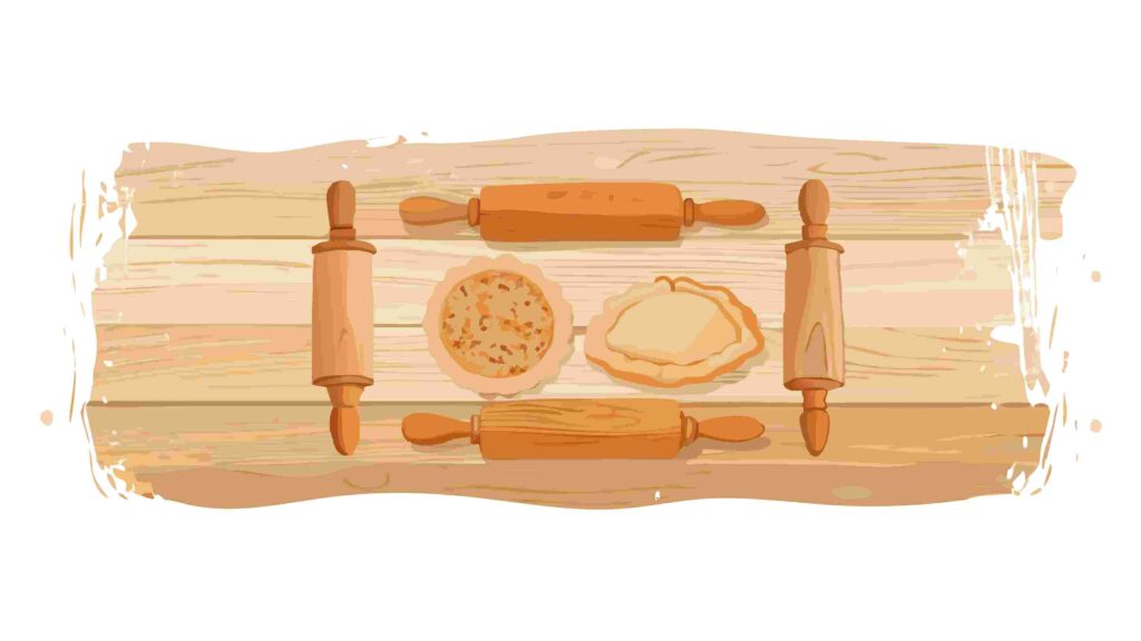 Rustic Baking Scene with Dough and Rolling Pin Border, vector design Generative AI