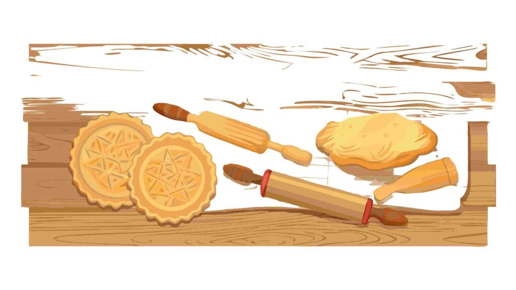 Delicious Baked Cookies & Rolling Pin on Wood Surface, vector design Generative AI