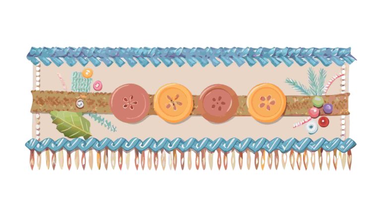 Natural Theme Border with Buttons, Leaves, & Twine Detail, vector design Generative AI