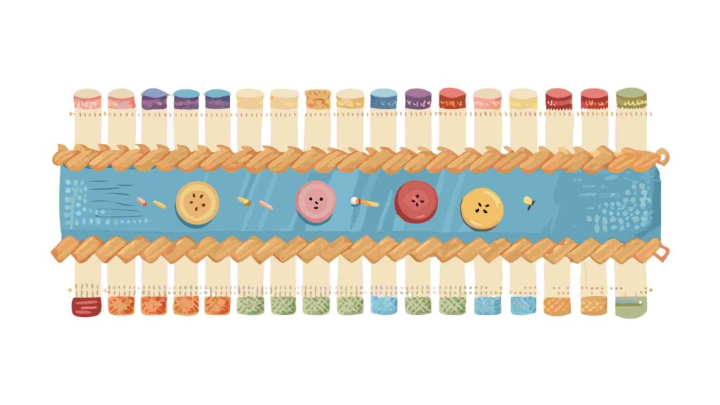 Vibrant Decorative Border with Buttons & Geometric Patterns, vector design Generative AI