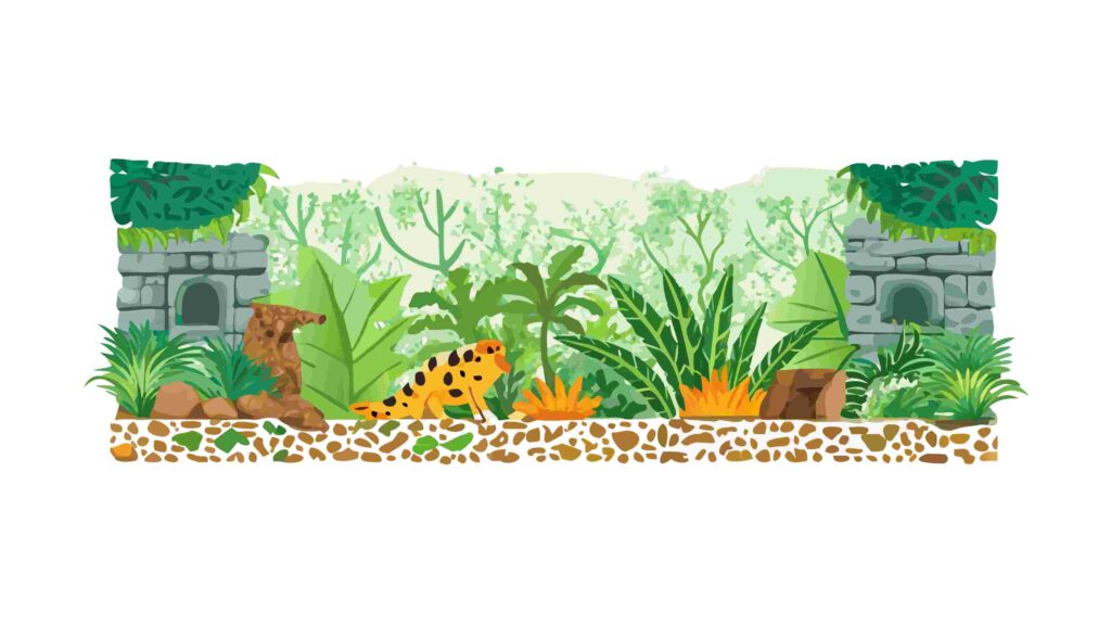 Tropical Rainforest Border with Exotic Animals & Plants, vector design Generative AI