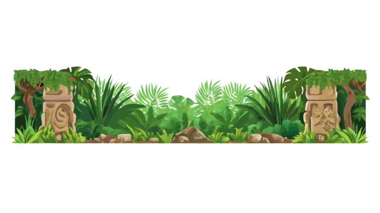 Lush Green Forest Canopy Border with Sunlight Peeking, vector design Generative AI