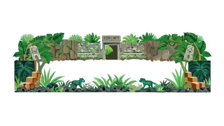 Ancient Jungle Ruins Border with Vines & Greenery, vector design Generative AI