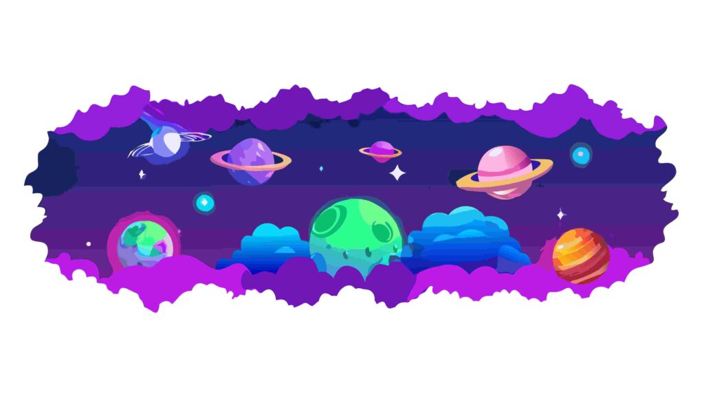 Abstract Cosmic Nebulae & Colorful Planets Outer Space, vector design Generative AI