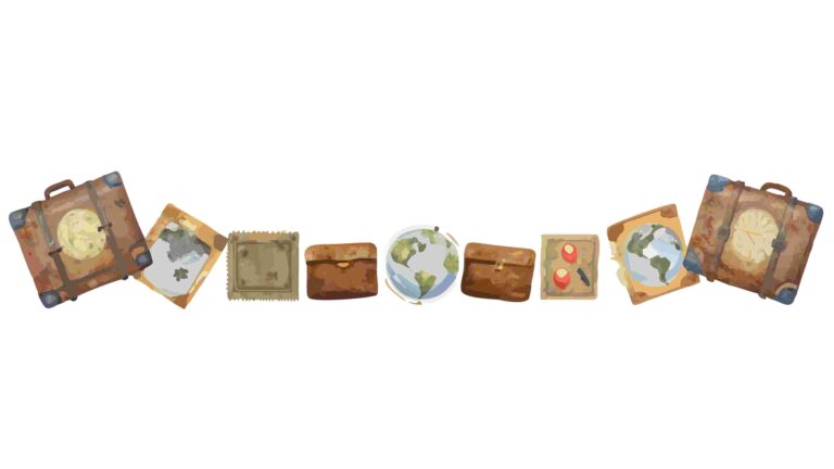 Vintage Photos & Souvenirs Travel Memorabilia Border, vector design Generative AI