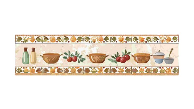 Rustic Kitchen Utensils & Garden Produce Decorative Border, vector design Generative AI
