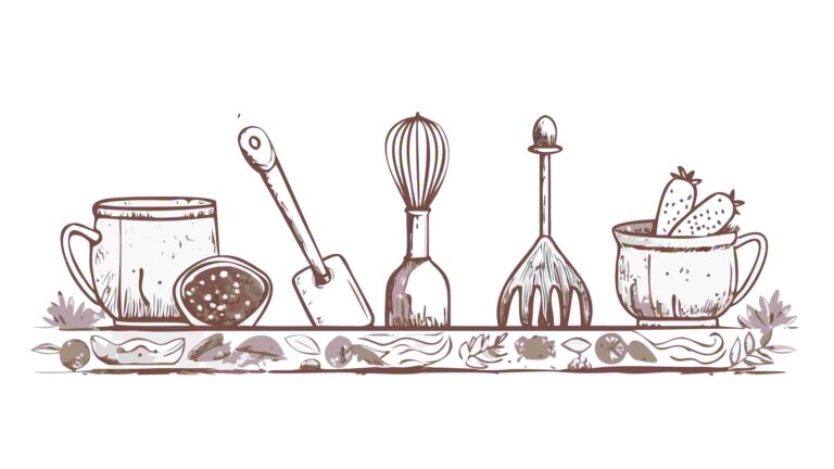 Hand-Drawn Kitchen Tools & Coffee Grinder Border, vector design Generative AI