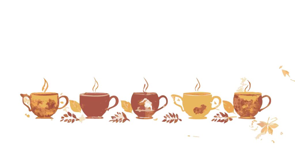 Cozy Coffee Cups with Steaming Beverages Decorative Border, vector design Generative AI
